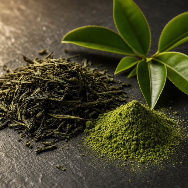 Green tea leaves