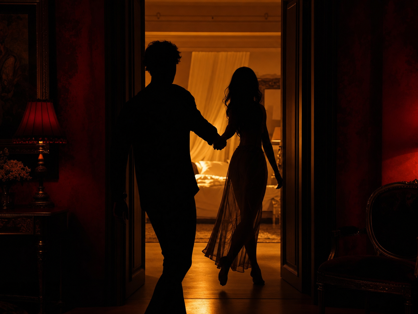 Couple heading to the bedroom