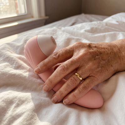 Close-up of a hand holding the Moodie Bloom