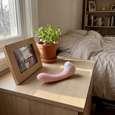 Moodie Bloom on a dresser in a sunlit bedroom
