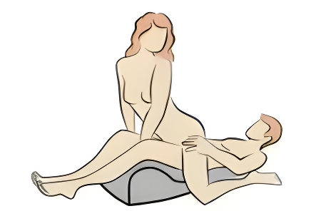 Reverse Cowgirl position on the Moodie Pillow